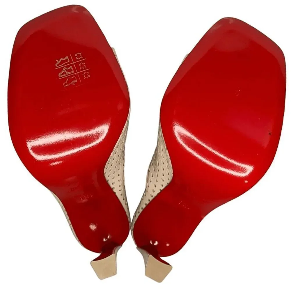 Christian Louboutin Open Condora Booty 100 Leche Leather Lace-Up Heel Boots 36.5